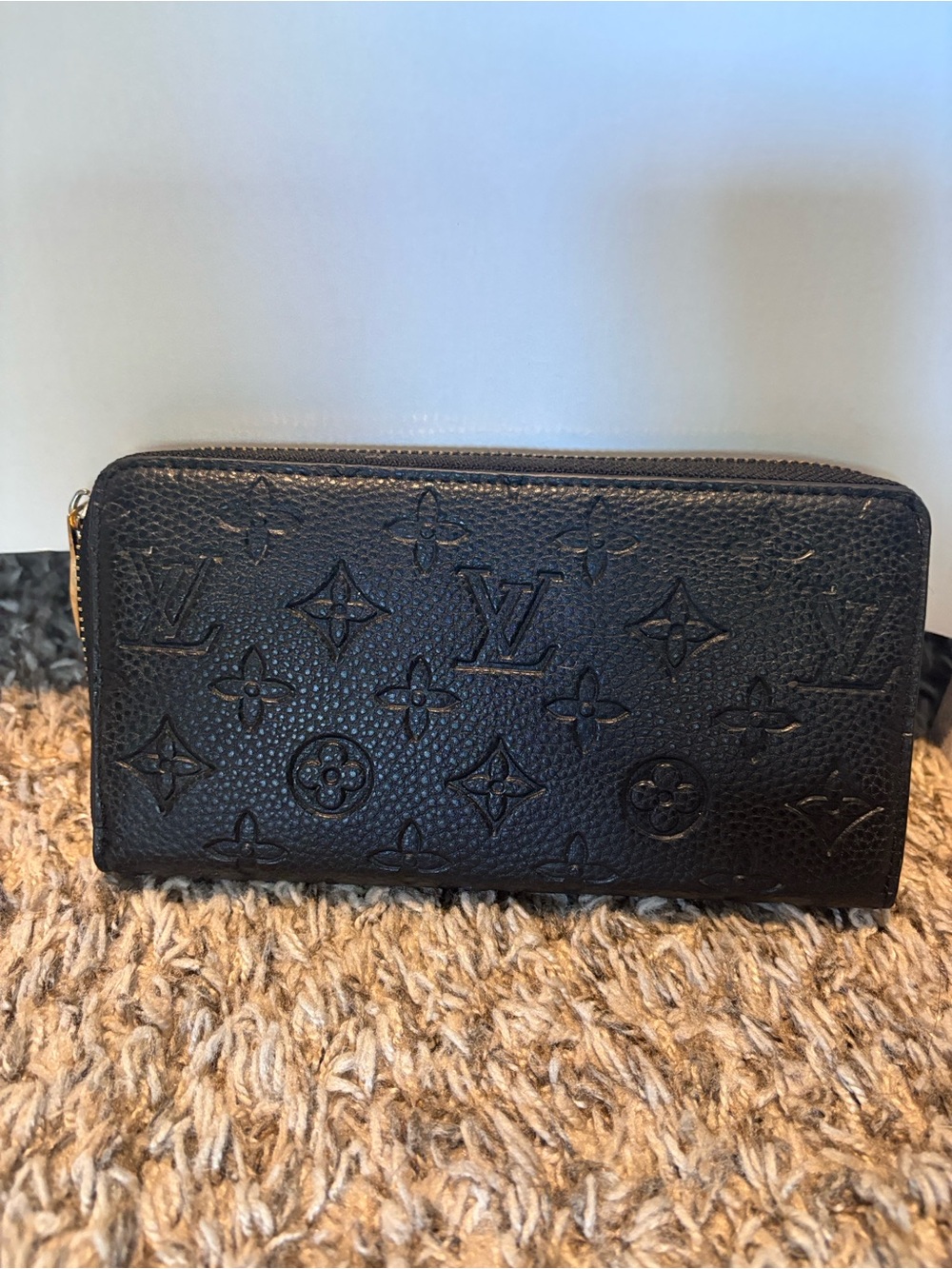 Black Monogram Embossed Long Wallet
